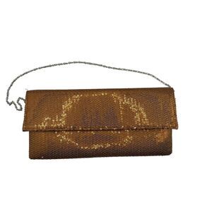 Gold Sequin East West Clutch